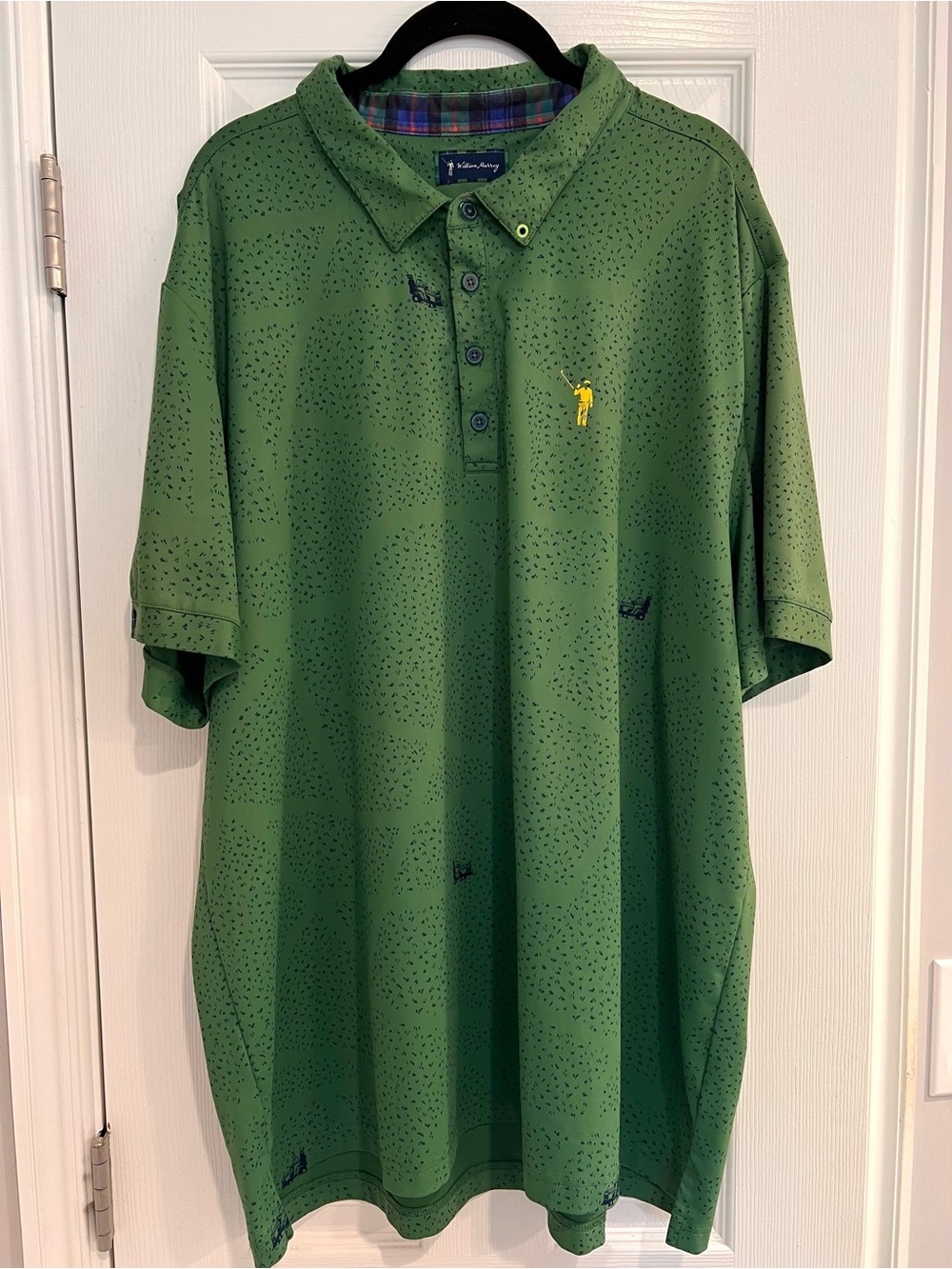 William Murray ‘Just A Trim’ Green Golf Performance Polo Novelty Print Shirt
